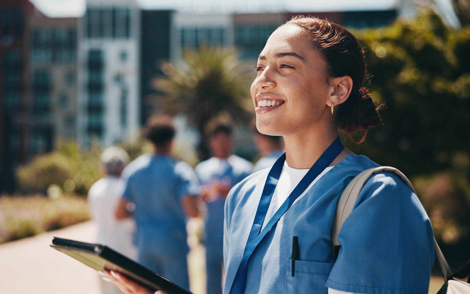 Happy,Woman,,Vision,And,Nurse,With,Tablet,For,Internship,,Med
