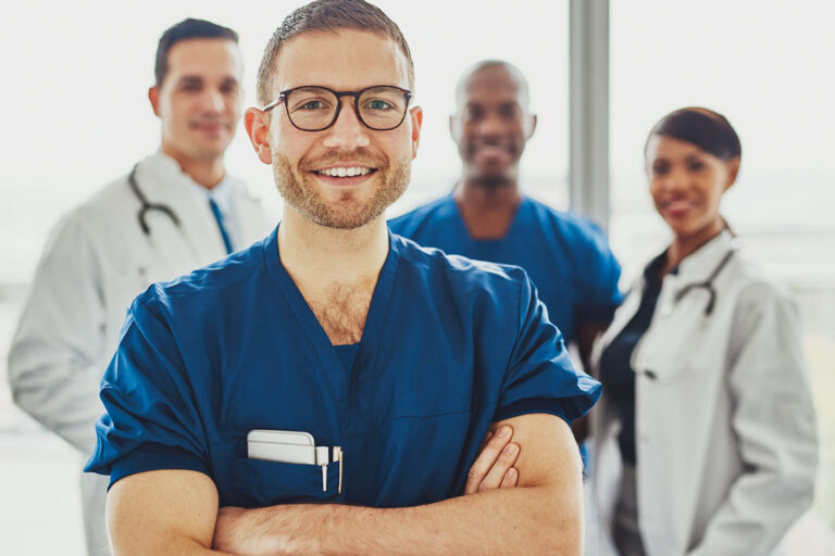 Doctor Leading A Medical Team At Hospital