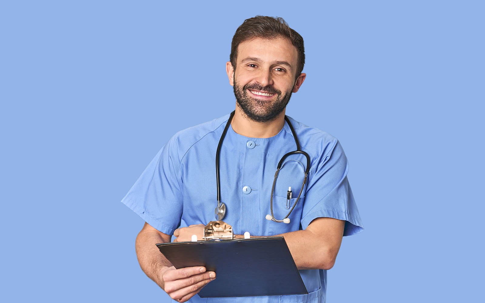 Hispanic,Male,Nurse,With,Inventory,Laughing,And,Having,Fun.
