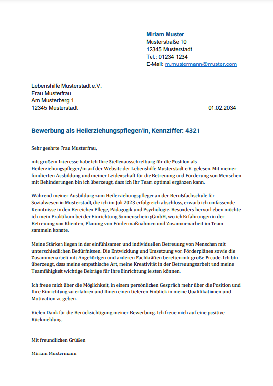 Bewerbung als Heilerziehungspfleger/in: Tipps & Vorlagen