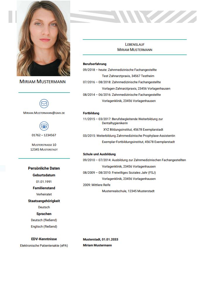 Bewerbung als Zahnmedizinische Fachangestellte