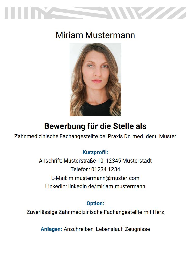Bewerbung als Zahnmedizinische Fachangestellte