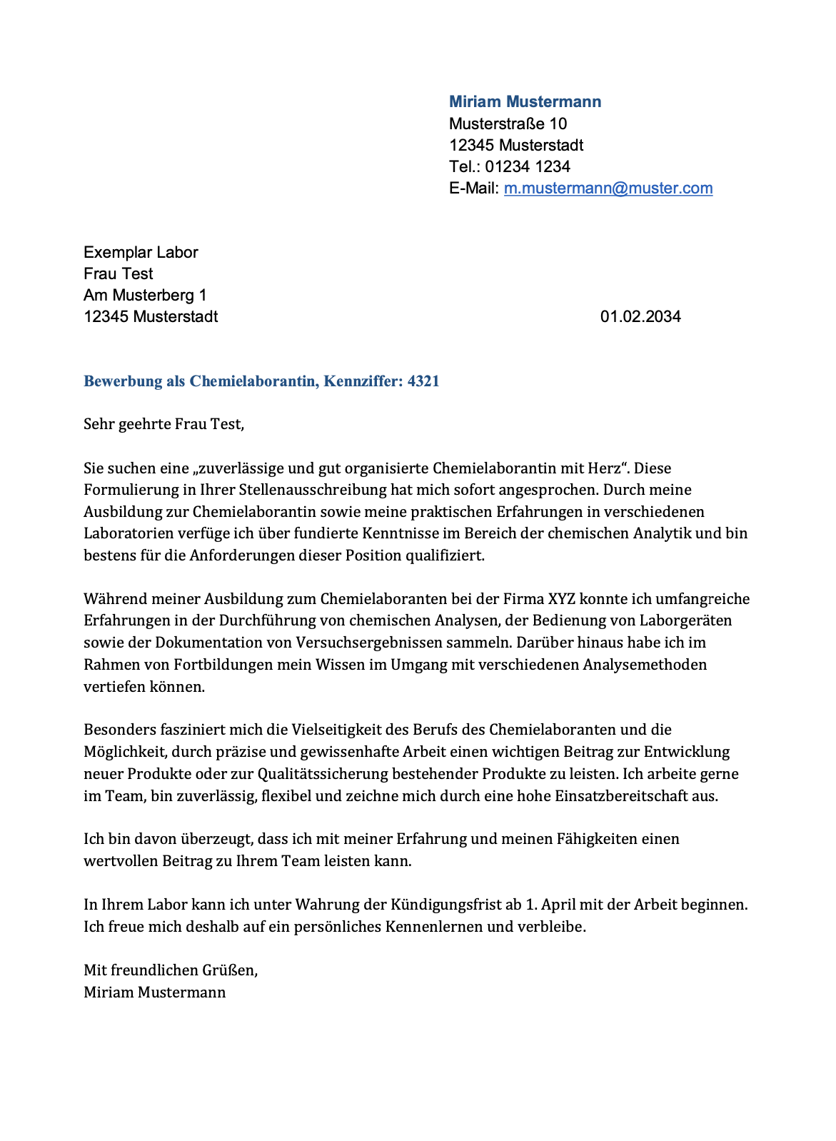 Screenshot Anschreiben Chemielaborant