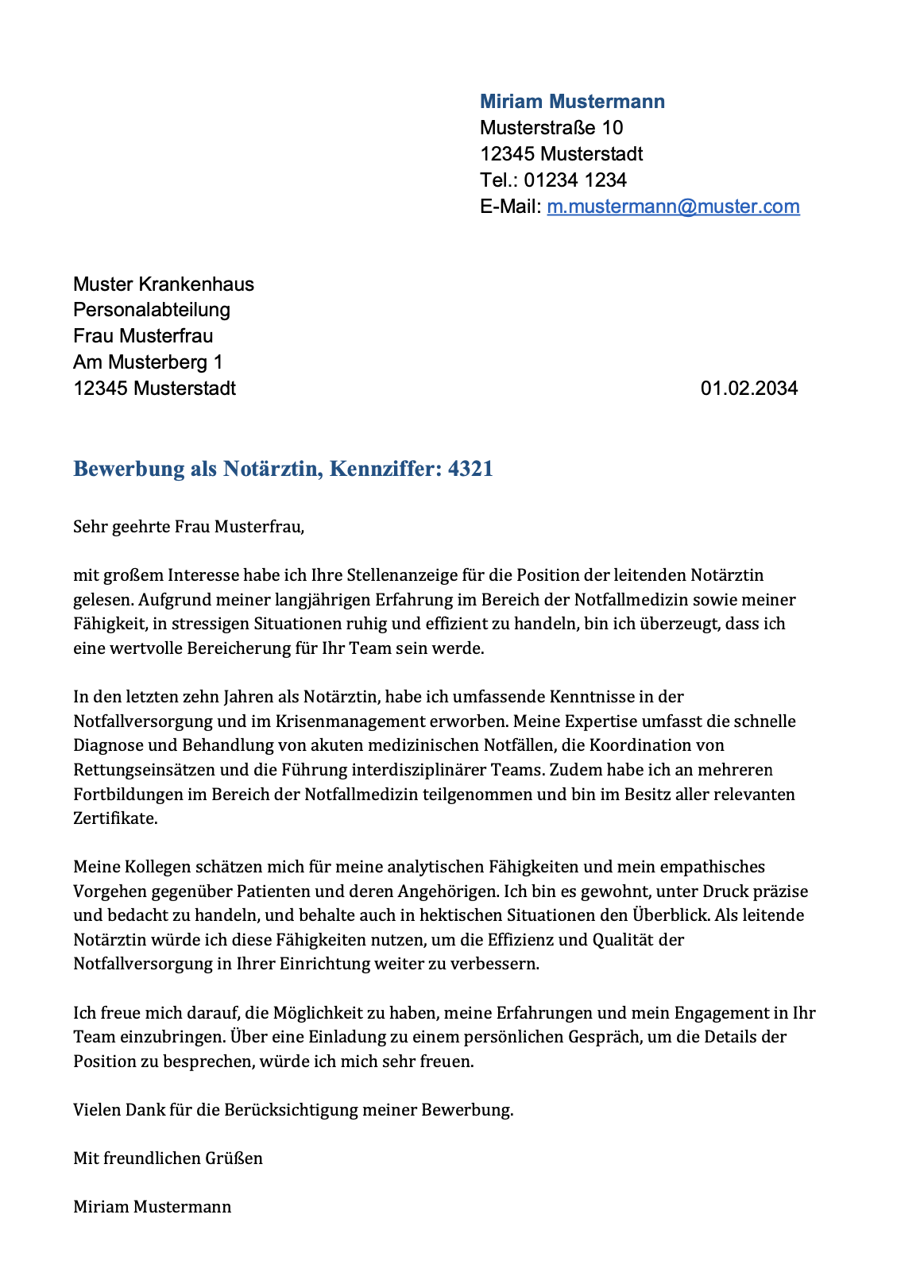 Screenshot Anschreiben Notarzt