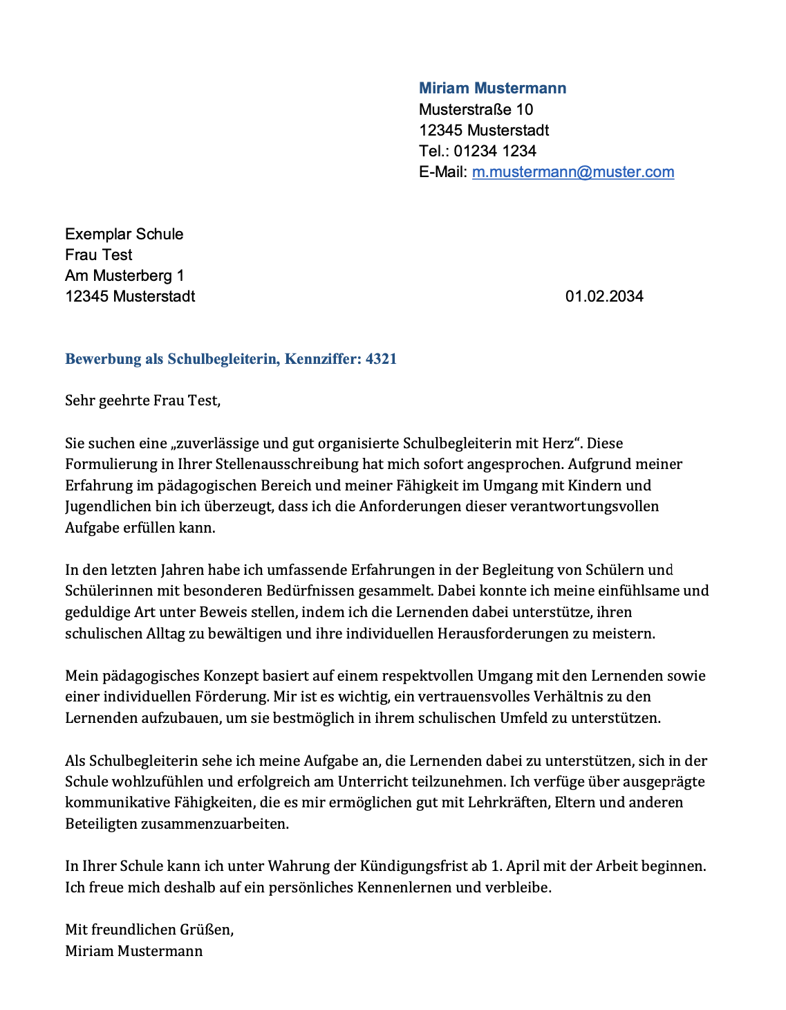Screenshot Anschreiben Schulbegleiter