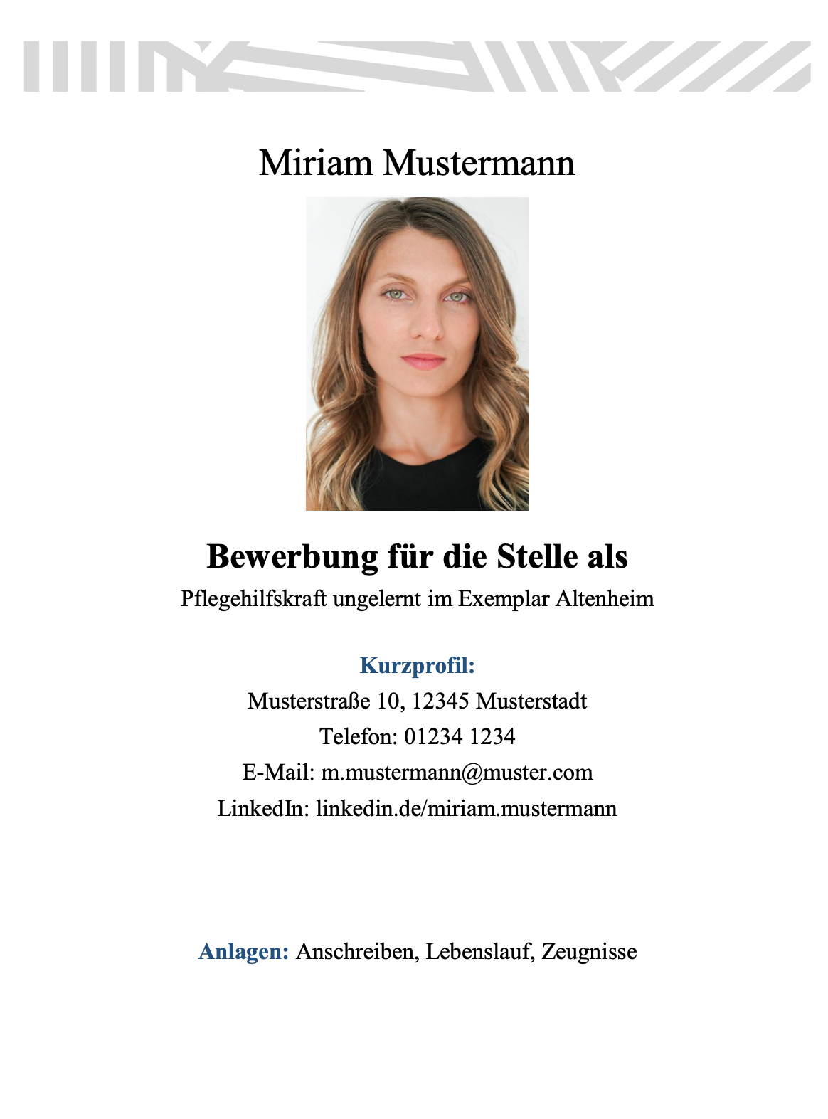 Screenshot Deckblatt Pflegehilfskraft Unggelernt
