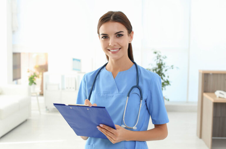 Female,Medical,Assistant,In,Clinic.,Health,Care,Service
