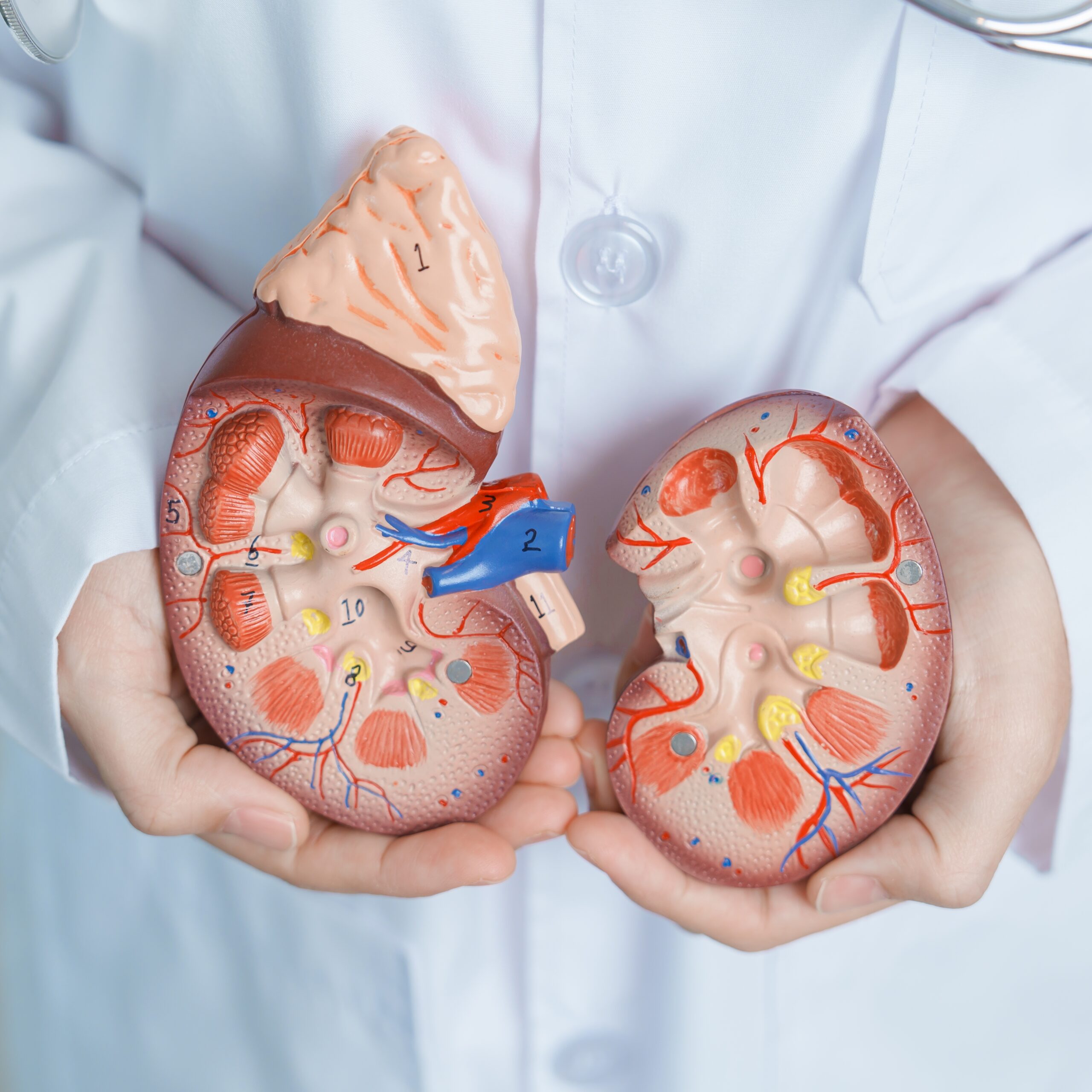 Doctor,Holding,Anatomical,Kidney,Adrenal,Gland,Model.,Disease,Of,Urinary