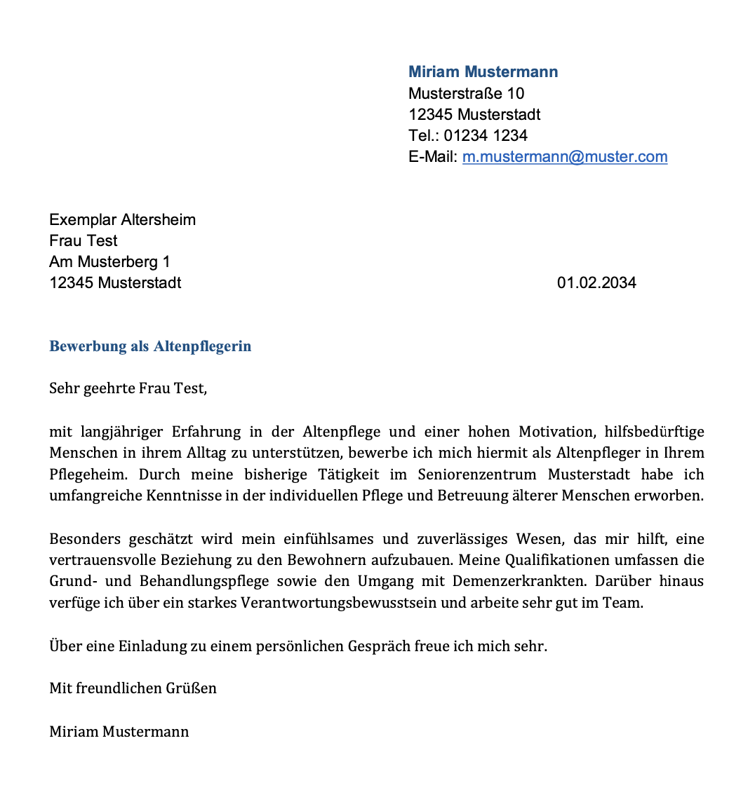 Formlose Bewerbung Vorlage und Tipps