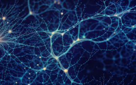 Illustration,Of,Abstract,Neuron,On,A,Blue,Background.