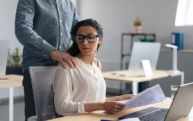 Beautiful,Young,Woman,Being,Victim,Of,Sexual,Harassment,At,Workplace,
