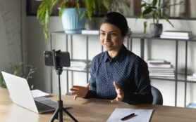 Stay,At,Home,Mom,Working,Remotely,On,Laptop,While,Taking