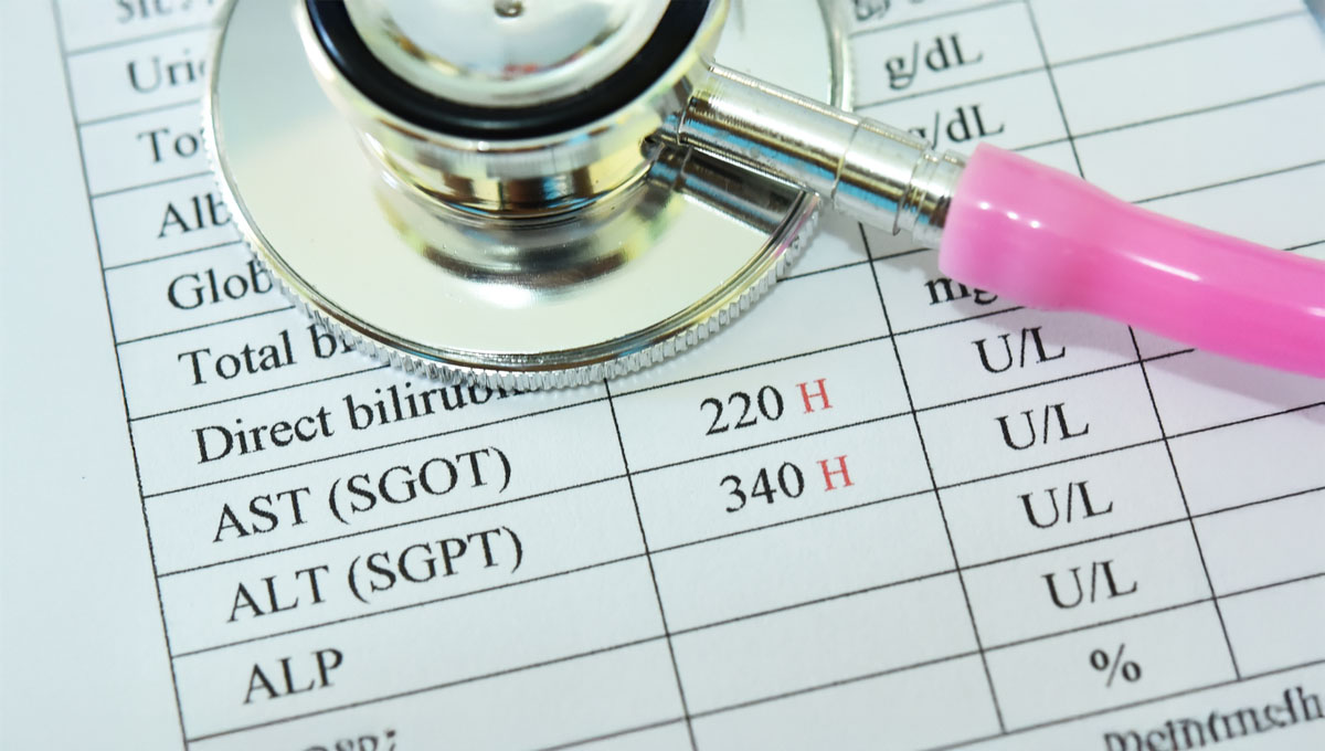 Abnormal,High,Liver,Enzyme,Test,Result,With,Stethoscope
