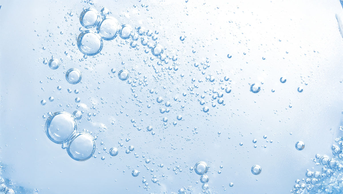 Transparent,Water,Bubbles,Rising,In,A,Light,Blue,Liquid,Background.