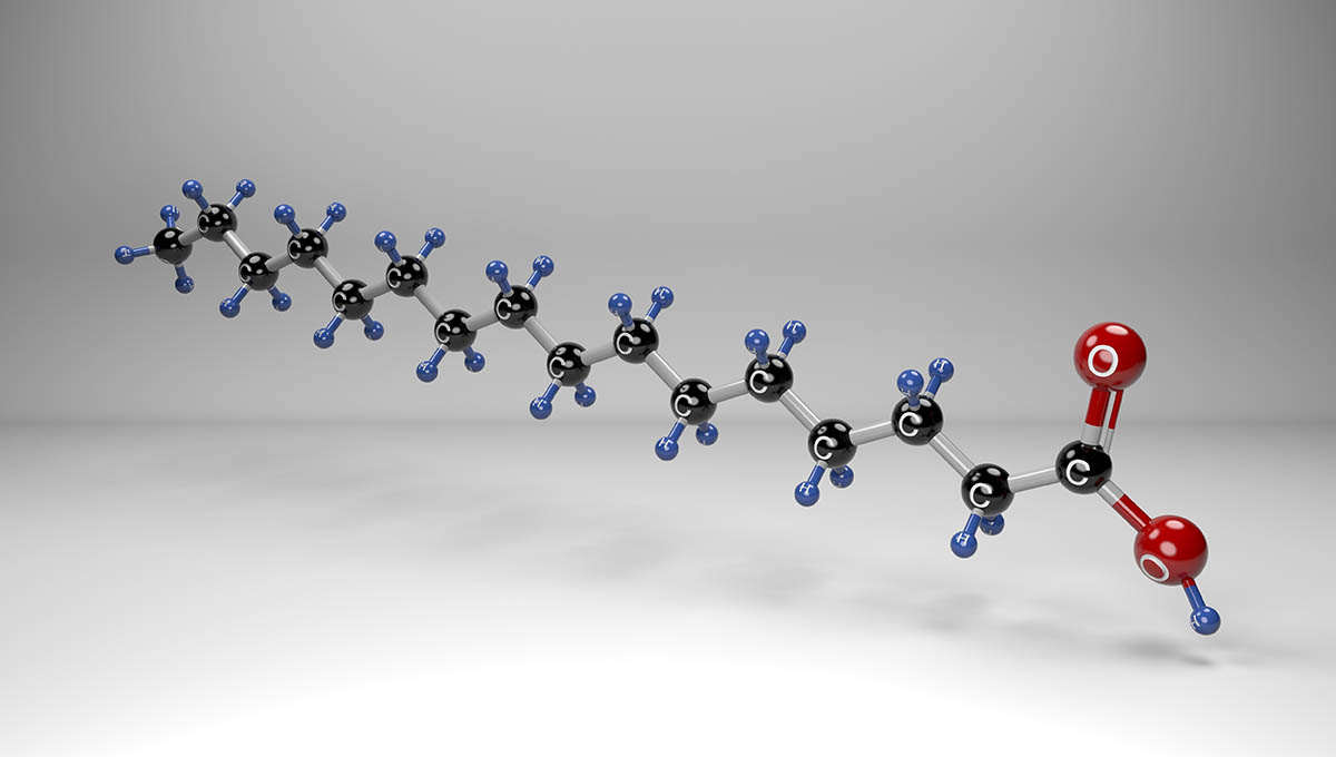 Palmitic,Acid,Molecule,Illustration.,Molecular,Structure,Of,Hexadecanoic,Acid,,Saturated
