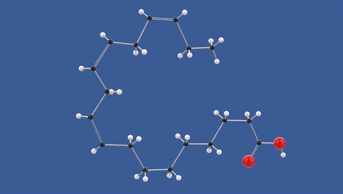 Alpha Linolenic,Acid,,Omega,3,Ala,3d,Molecule,Structure,,On,Blue