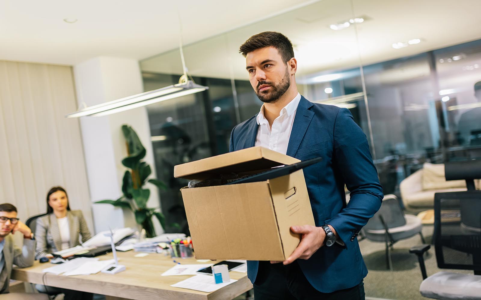 Businessman,Got,Fired,From,His,Job.,Taking,Box,With,His